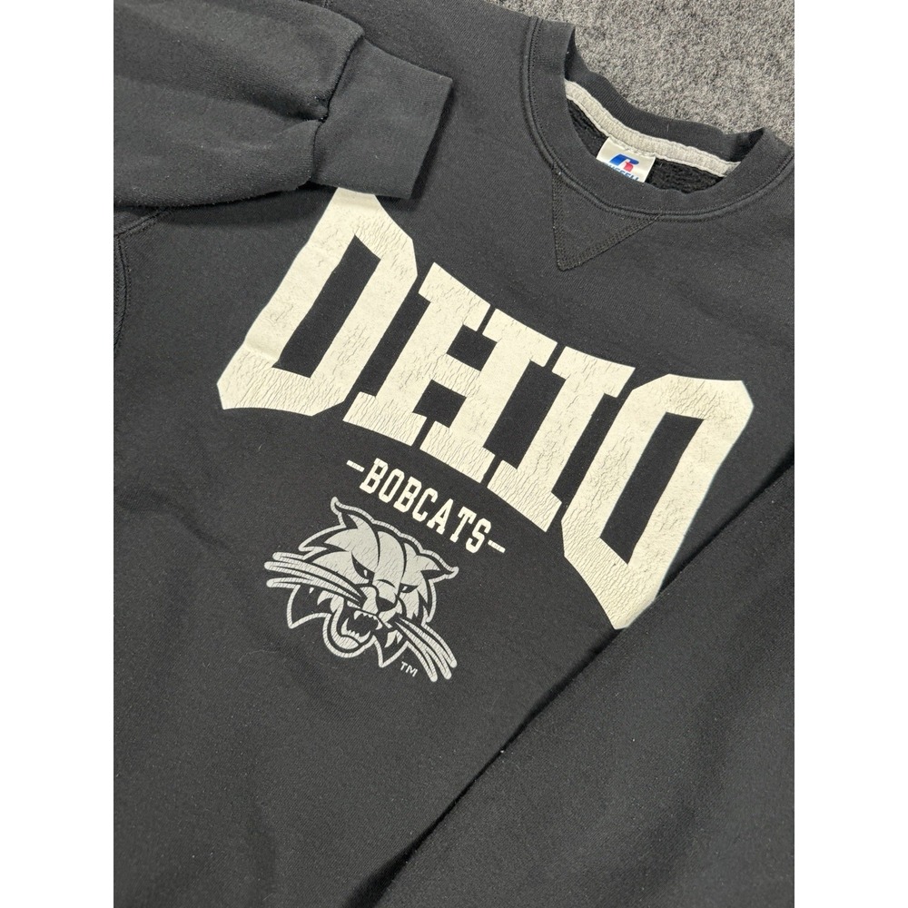 VTG Ohio Bobcats Russell Athletic Crewneck Sweatshirt Mens M Black NCAA